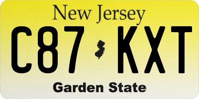 NJ license plate C87KXT