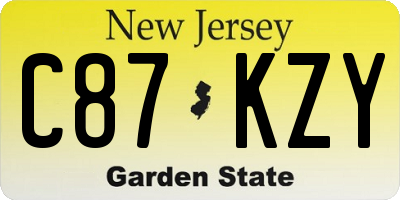 NJ license plate C87KZY