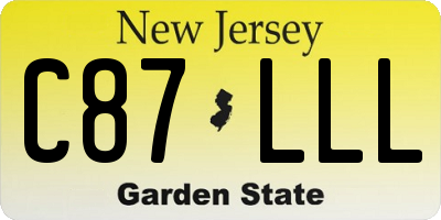 NJ license plate C87LLL