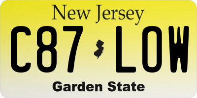 NJ license plate C87LOW