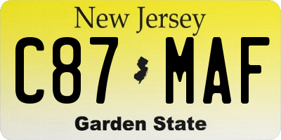 NJ license plate C87MAF
