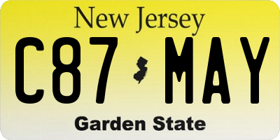 NJ license plate C87MAY