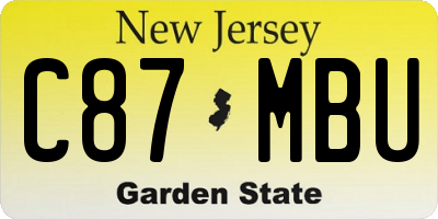 NJ license plate C87MBU
