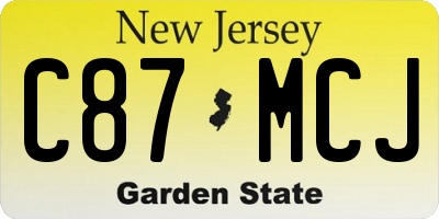 NJ license plate C87MCJ