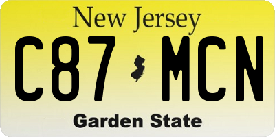 NJ license plate C87MCN