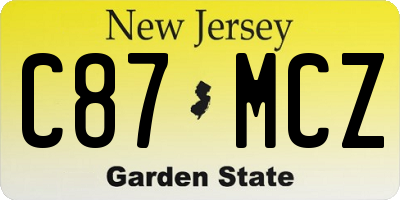 NJ license plate C87MCZ