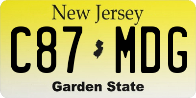 NJ license plate C87MDG