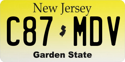 NJ license plate C87MDV