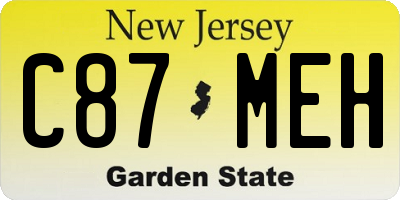 NJ license plate C87MEH