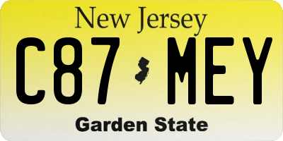 NJ license plate C87MEY