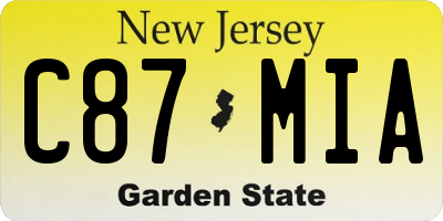 NJ license plate C87MIA