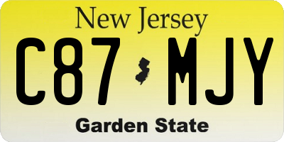 NJ license plate C87MJY