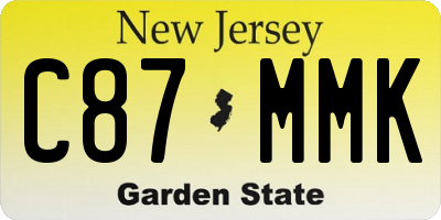 NJ license plate C87MMK