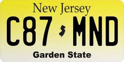 NJ license plate C87MND