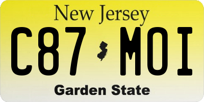 NJ license plate C87MOI