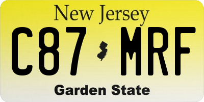 NJ license plate C87MRF