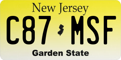 NJ license plate C87MSF