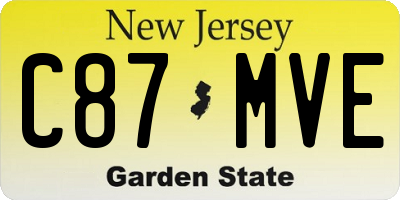 NJ license plate C87MVE