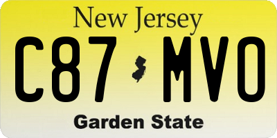 NJ license plate C87MVO