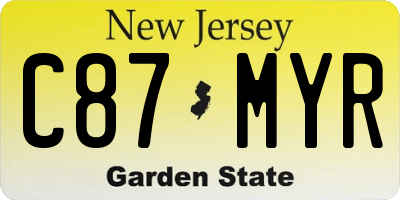 NJ license plate C87MYR