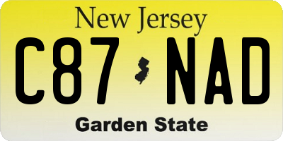 NJ license plate C87NAD
