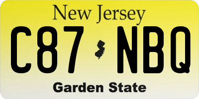 NJ license plate C87NBQ