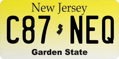 NJ license plate C87NEQ