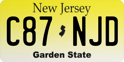 NJ license plate C87NJD