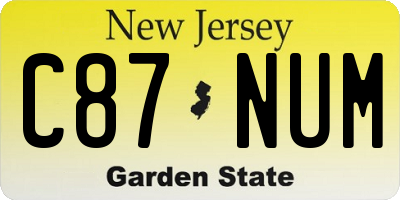 NJ license plate C87NUM