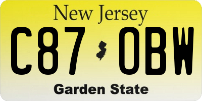 NJ license plate C87OBW
