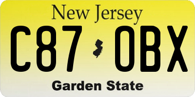 NJ license plate C87OBX