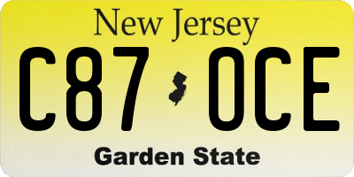 NJ license plate C87OCE