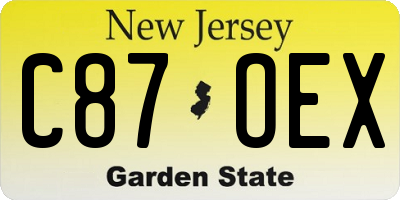 NJ license plate C87OEX