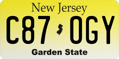 NJ license plate C87OGY