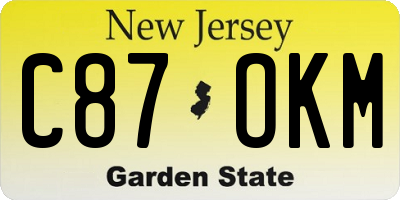 NJ license plate C87OKM