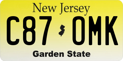 NJ license plate C87OMK