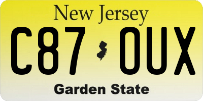 NJ license plate C87OUX