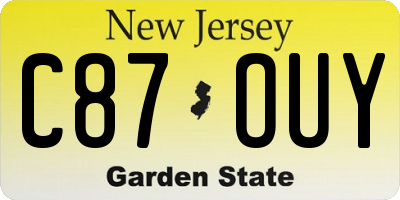 NJ license plate C87OUY