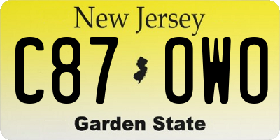 NJ license plate C87OWO