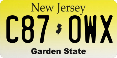 NJ license plate C87OWX