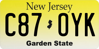 NJ license plate C87OYK