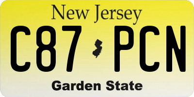 NJ license plate C87PCN