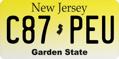 NJ license plate C87PEU