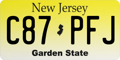 NJ license plate C87PFJ