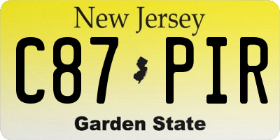 NJ license plate C87PIR
