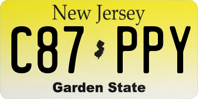 NJ license plate C87PPY