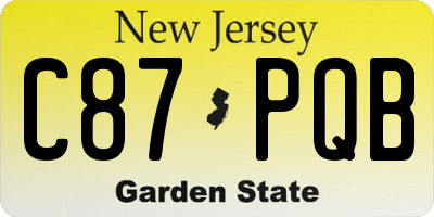 NJ license plate C87PQB