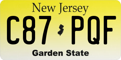 NJ license plate C87PQF