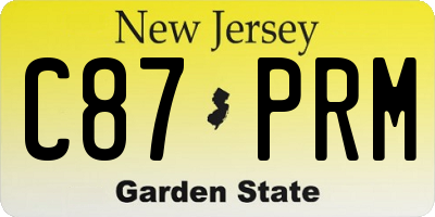 NJ license plate C87PRM