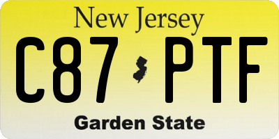 NJ license plate C87PTF